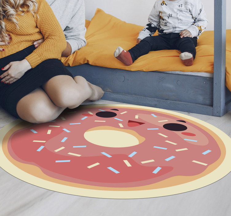 Geanimeerde donut vinyl tapijt meer kinderen - TenStickers