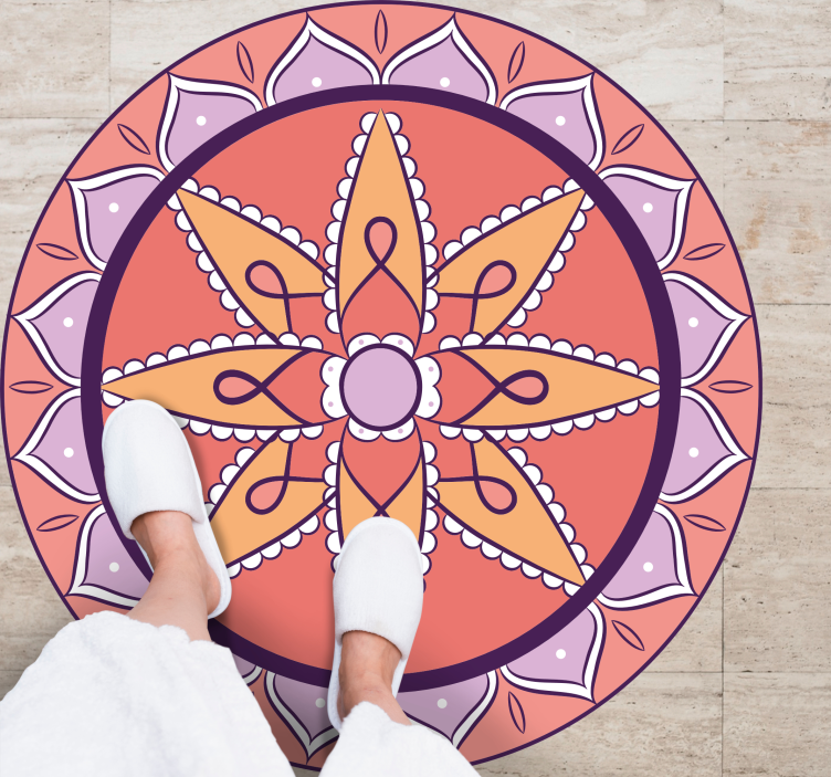 Eenvoudig roze motief vinyl tapijt mandala - TenStickers