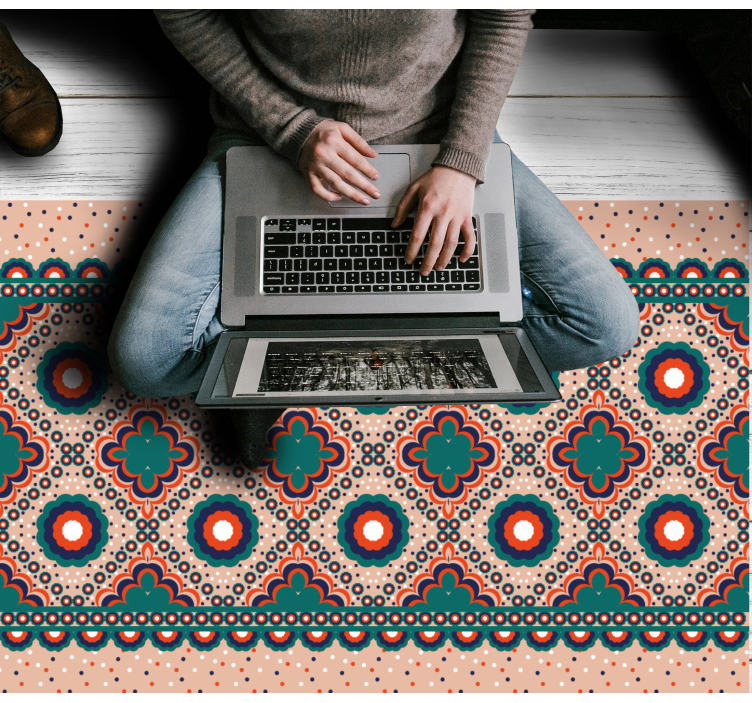 Gedurfd bloemenmotief vinyl tapijt etnisch - TenStickers