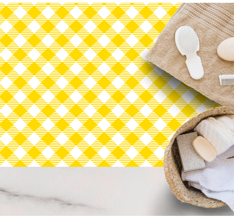 Geel ruitmotief vinyl tapijt strepen - TenStickers