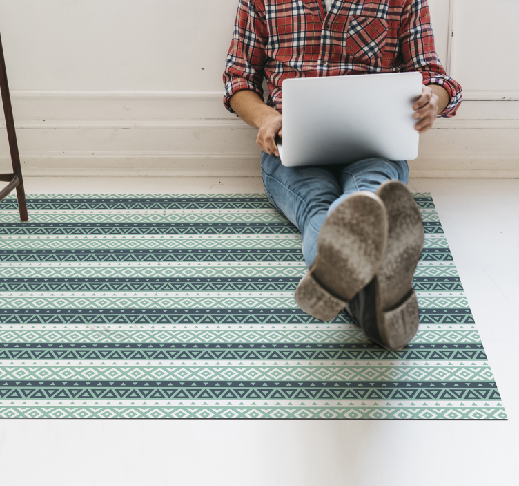 Geometrisch Patroon strepen vinyl tapijt woonkamer - TenStickers