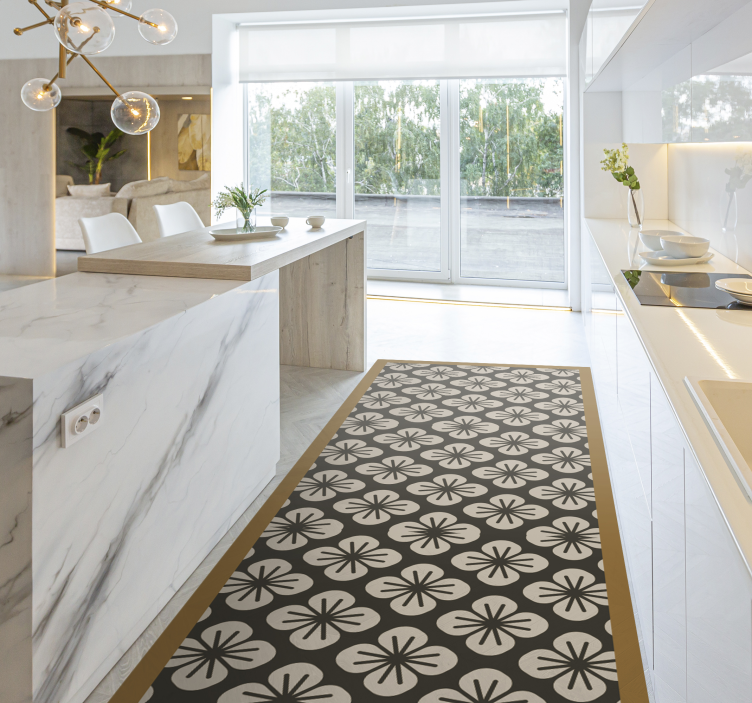 Geometrische bloemenpatroon vinyl tapijt geometrisch - TenStickers