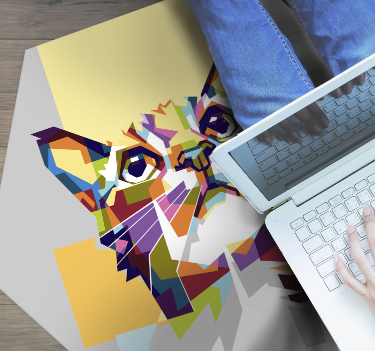 Geometrische kat vinyl tapijt geometrisch - TenStickers