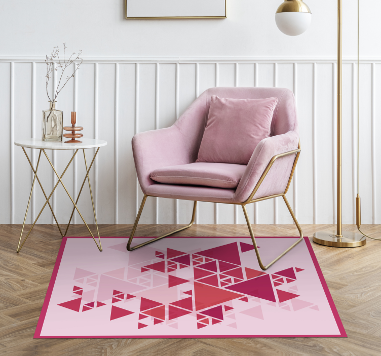 Geometrische Roze Overlappende Driehoeken vinyl vloerkleed - TenStickers