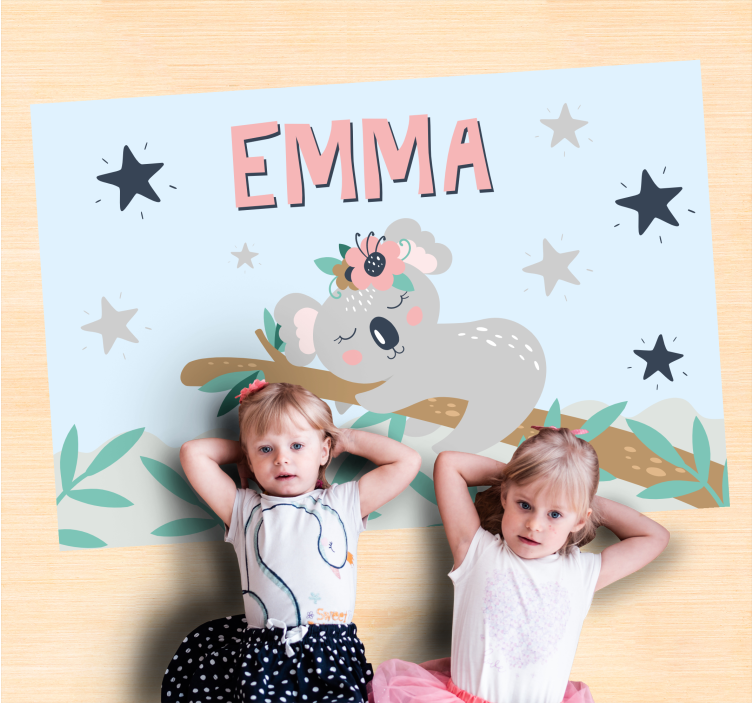 Koala-nacht vinyl tapijt met naam - TenStickers