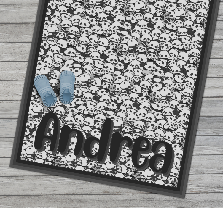 Gepersonaliseerde panda's vinyl tapijt met naam - TenStickers