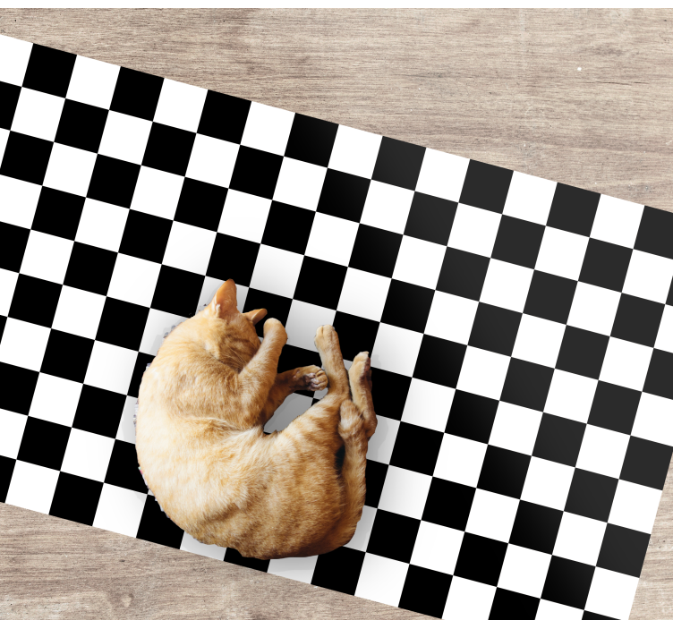 Zwart-wit geruit vinyl tapijt geometrisch - TenStickers