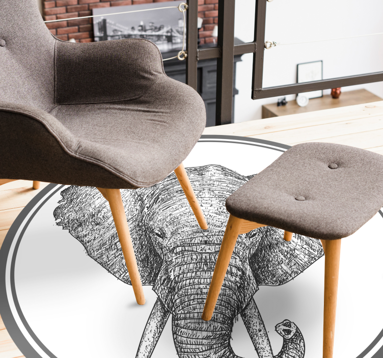 Grijze olifant omtrek dieren vinyl tapijt - TenStickers