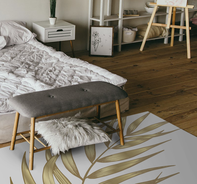 Gouden bladpatroon vinyl tapijt bloemen en planten - TenStickers