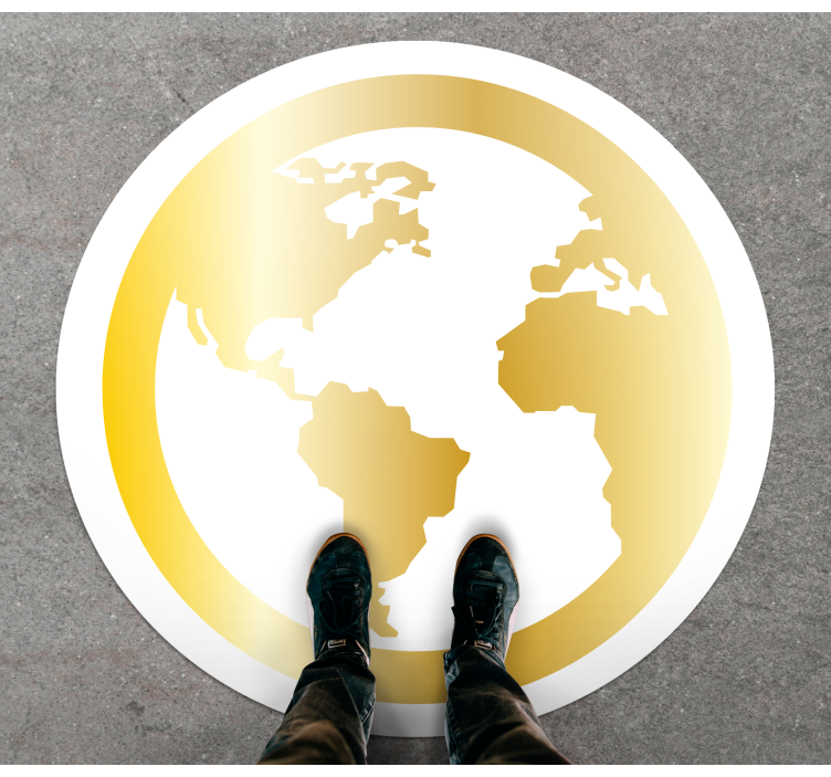 Gouden bolmotief vinyl tapijt wereldkaart - TenStickers