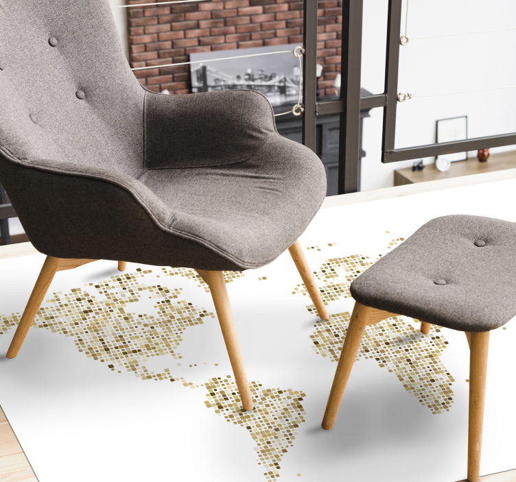 Gouden kaart omtrek vinyl tapijt wereldkaart - TenStickers