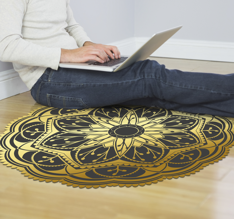 Gouden mandalapatroon vinyl tapijt mandala - TenStickers
