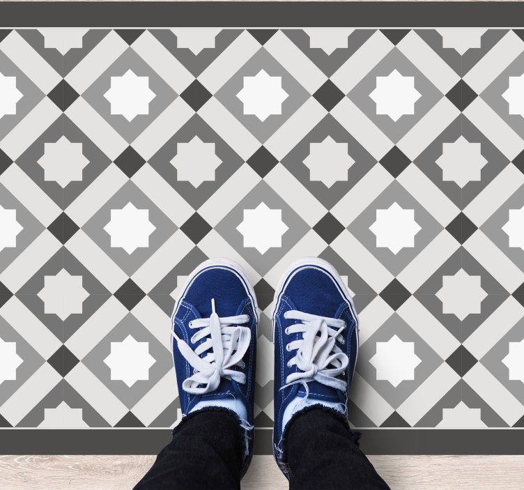 Grijze sterrentegels vinyl tapijt mozaïek - TenStickers