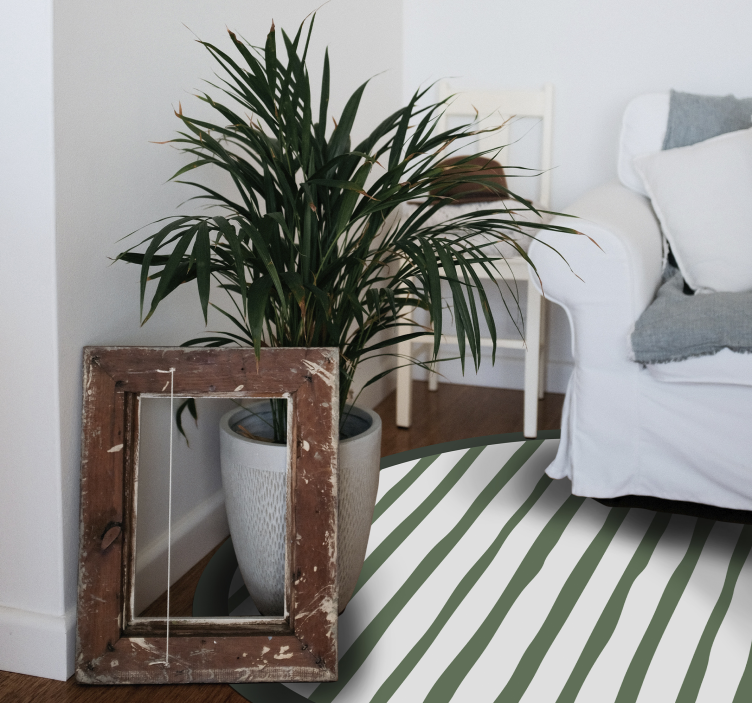 Groen gestreepte opstelling vinyl tapijt rond - TenStickers