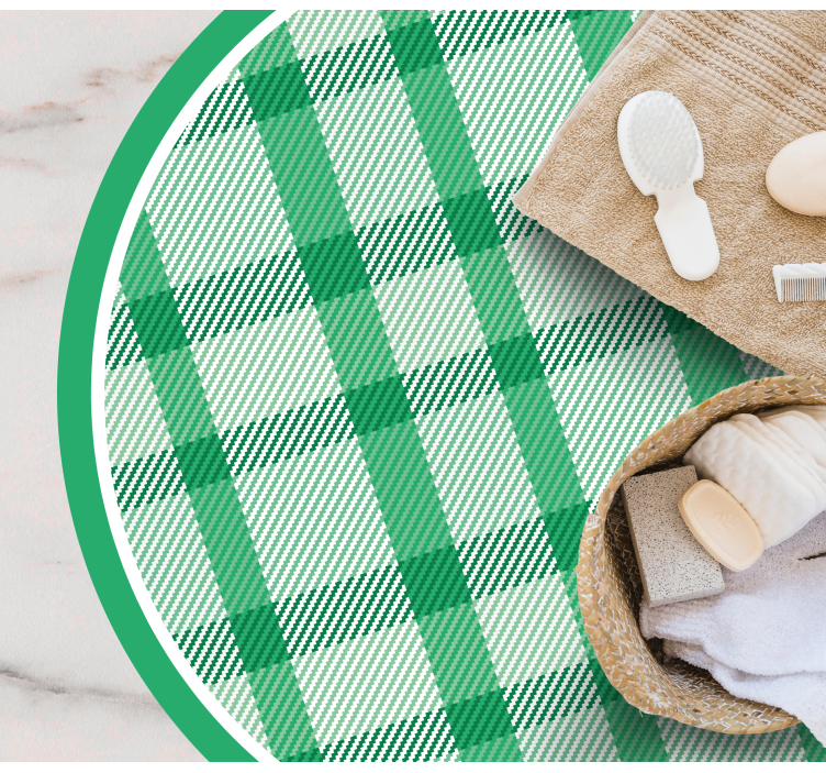 Groen ruitpatroon vinyl tapijt rond - TenStickers