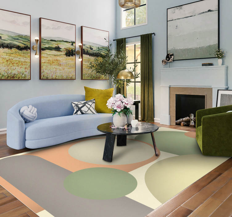 Hedendaagse cirkelvormige patronen vinyl tapijt modern - TenStickers