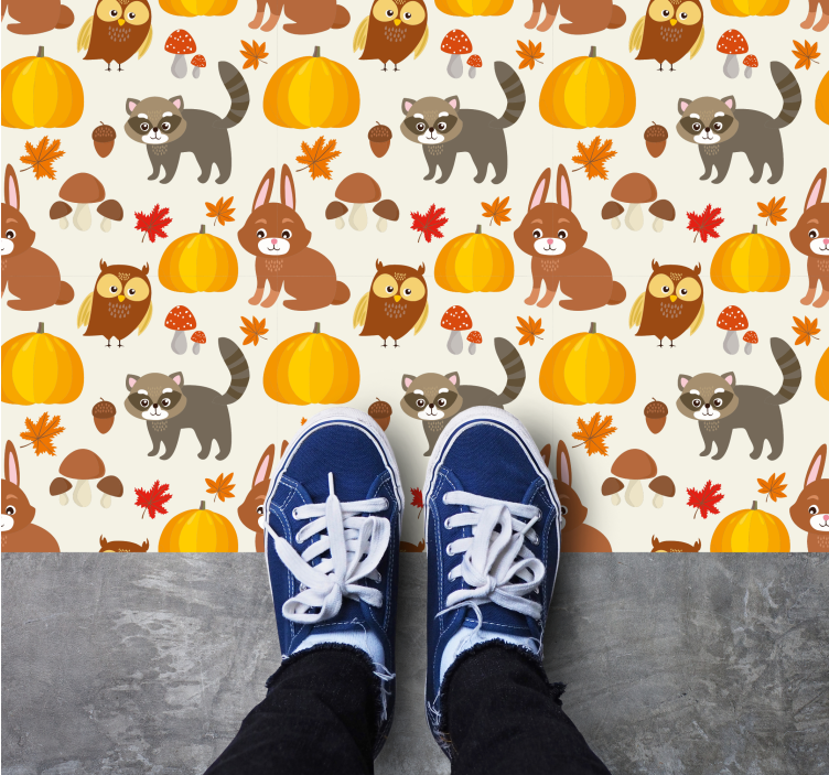 Herfst dierenfiguren vinyl tapijt baby - TenStickers