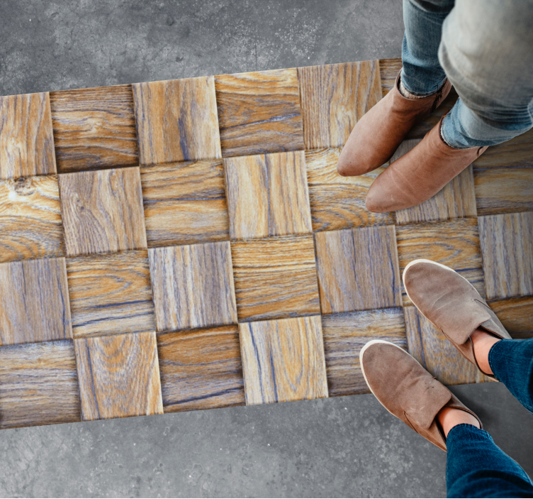 Blok stijl vinyl tapijt houtstructuur - TenStickers