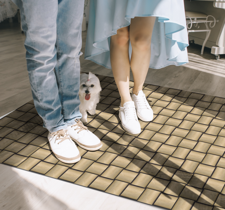 Bruin tegelpatroon vinyl tapijt houtstructuur - TenStickers