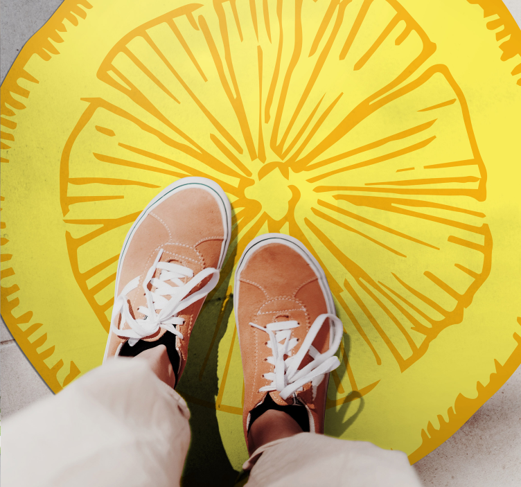 Gele citrusschijf vinyl tapijt keuken - TenStickers