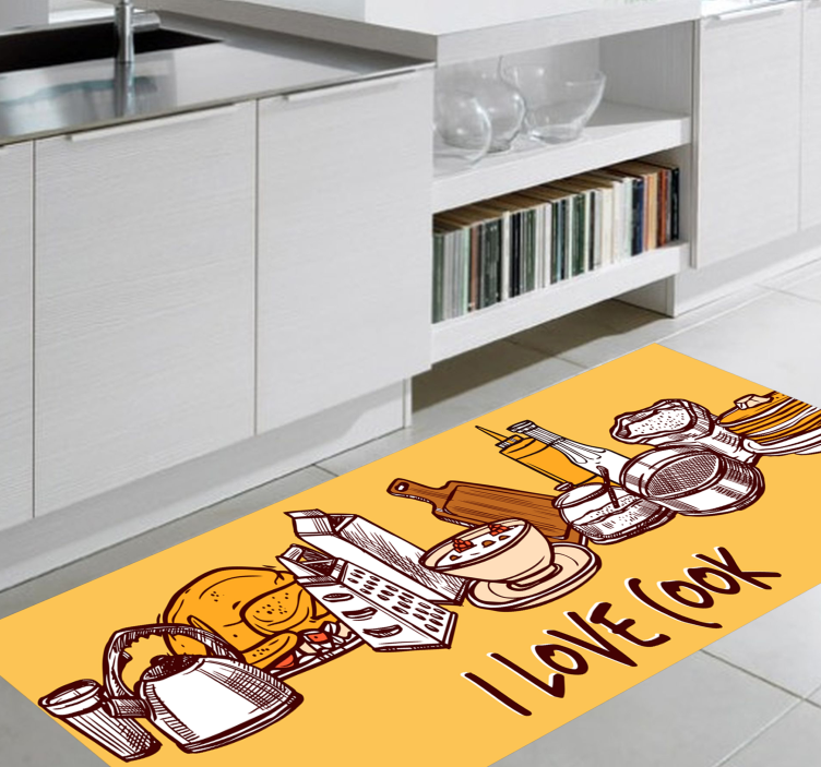 Ik hou van koken vinyl tapijt keuken - TenStickers