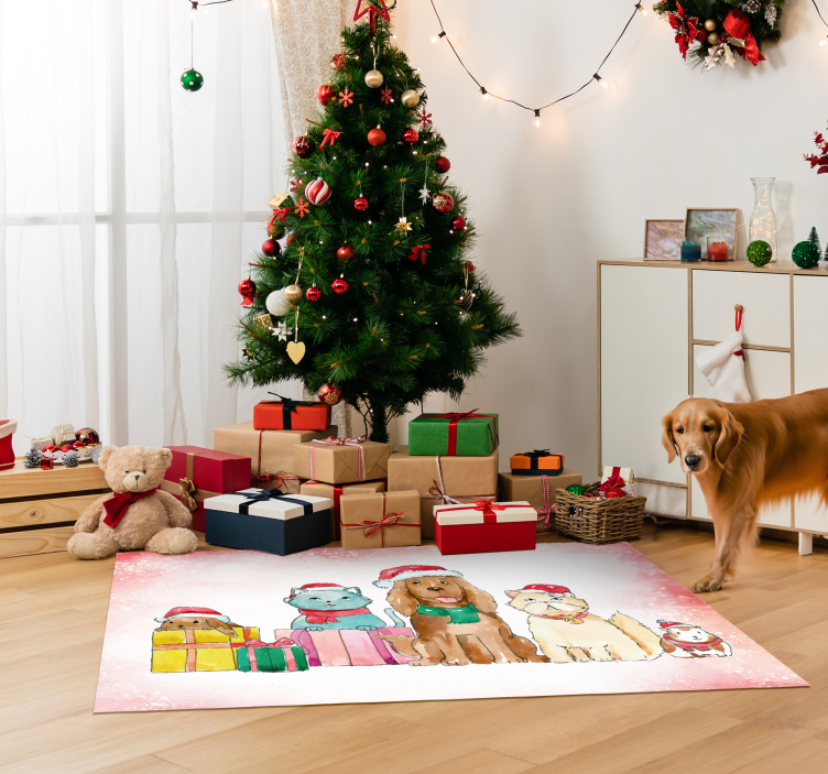 Illustratie dieren kerst thema vinyl tapijt - TenStickers