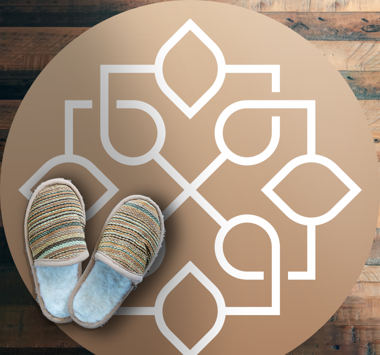 Bruin en wit motief vinyl tapijt mandala - TenStickers