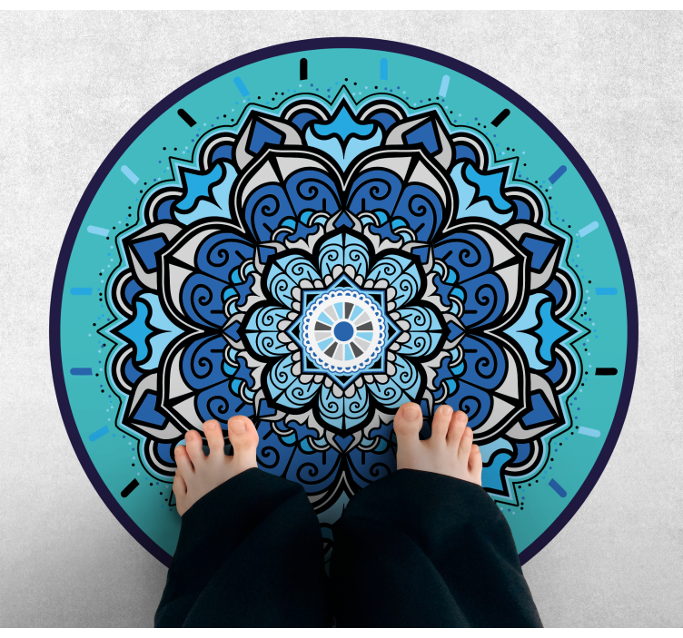 Ingewikkelde blauwe mandala vinyl tapijt rond - TenStickers