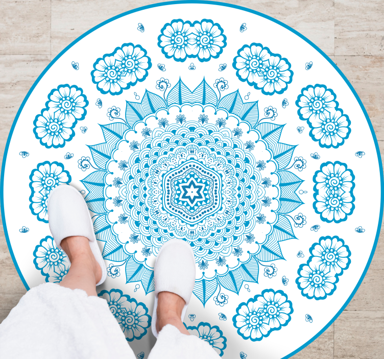 Ingewikkelde bloemeninspiratie vinyl tapijt mandala - TenStickers