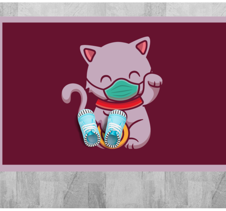 Kat met masker dieren vinyl tapijt - TenStickers