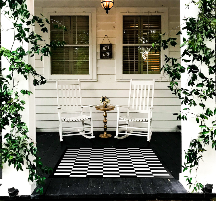 Klassiek dambord vinyl tapijt strepen - TenStickers