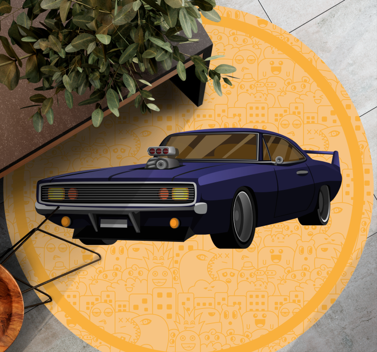 Klassieke muscle car vinyl tapijt tiener - TenStickers