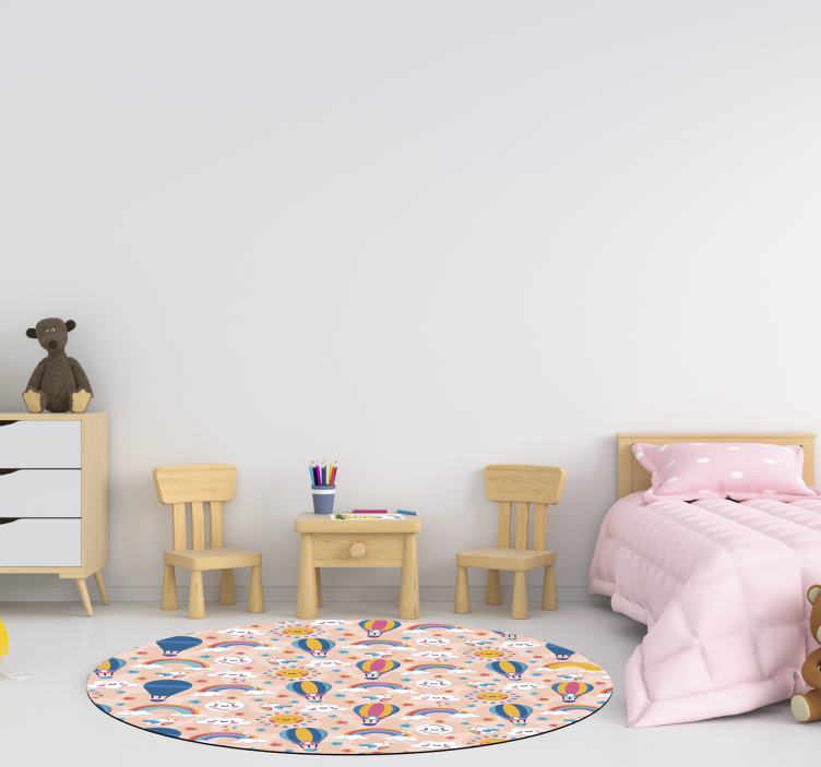 Kleurrijk Luchtballonnen Patroon Vinyl tapijt Meer Kinderen - TenStickers