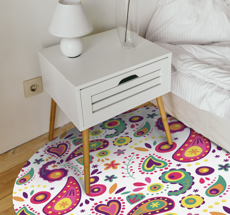 Kleurrijk paisleypatroon vinyl tapijt bloemen en planten - TenStickers