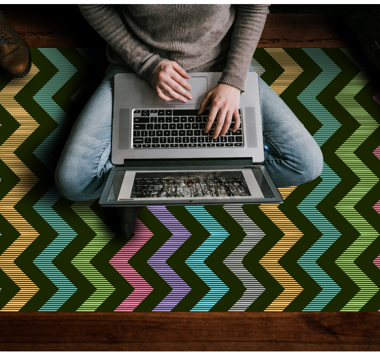 Kleurrijk zigzagpatroon vinyl tapijt strepen - TenStickers