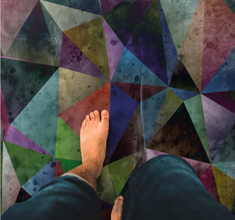 Kleurrijke driehoek mozaïek vinyl tapijt geometrisch - TenStickers