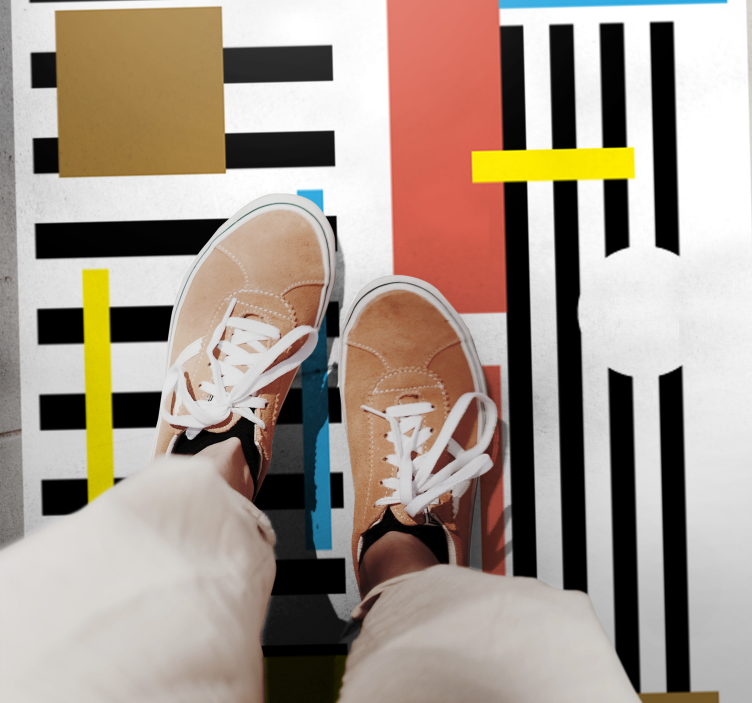 Kleurrijke gestreepte patronen vinyl tapijt modern - TenStickers