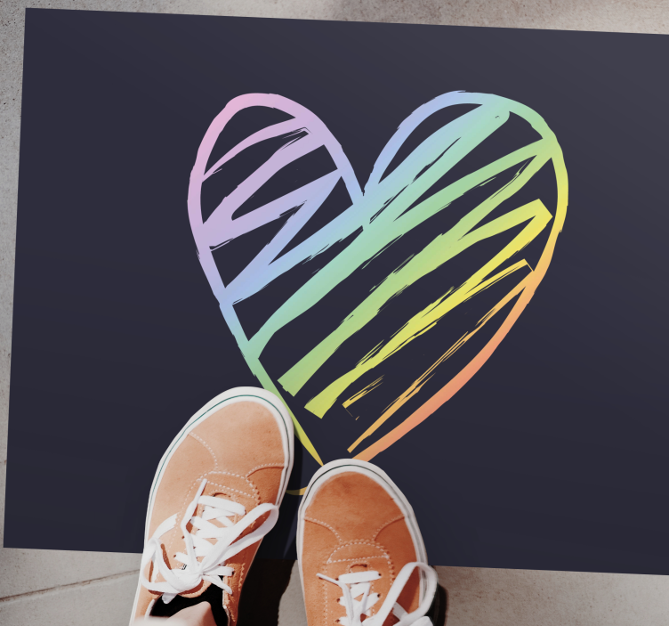 Regenboog hart vinyl tapijt tiener - TenStickers