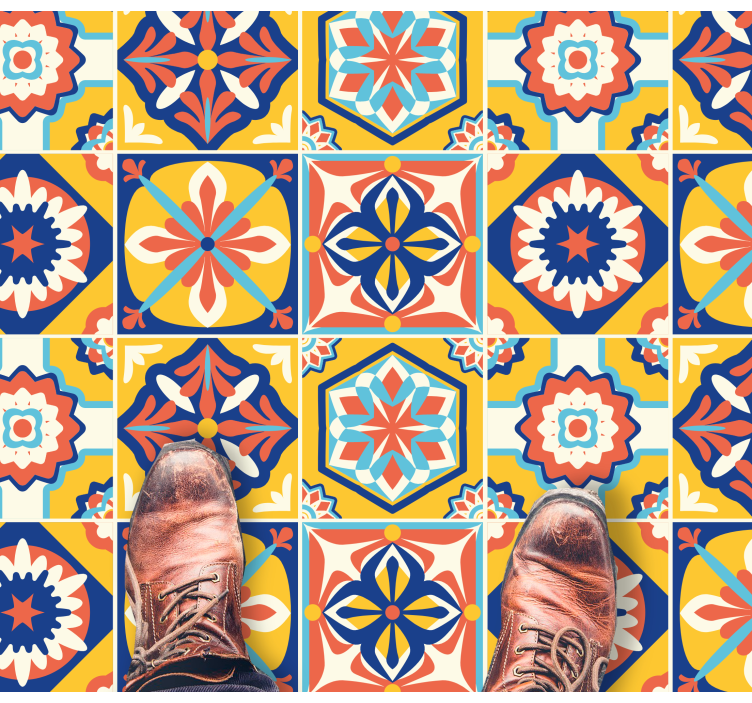 Kleurrijk mozaïekpatroon vinyl tapijt tegels - TenStickers