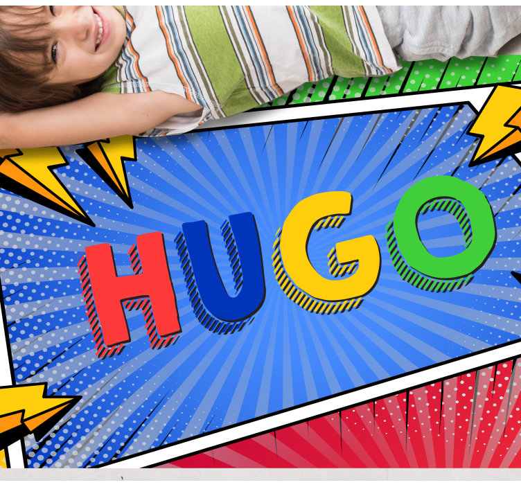 Kleurrijke naam met verlichting vinyl tapijt meer kinderen - TenStickers