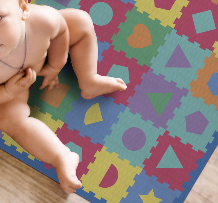 Kleurrijke puzzelimitatie vinyl tapijt baby - TenStickers