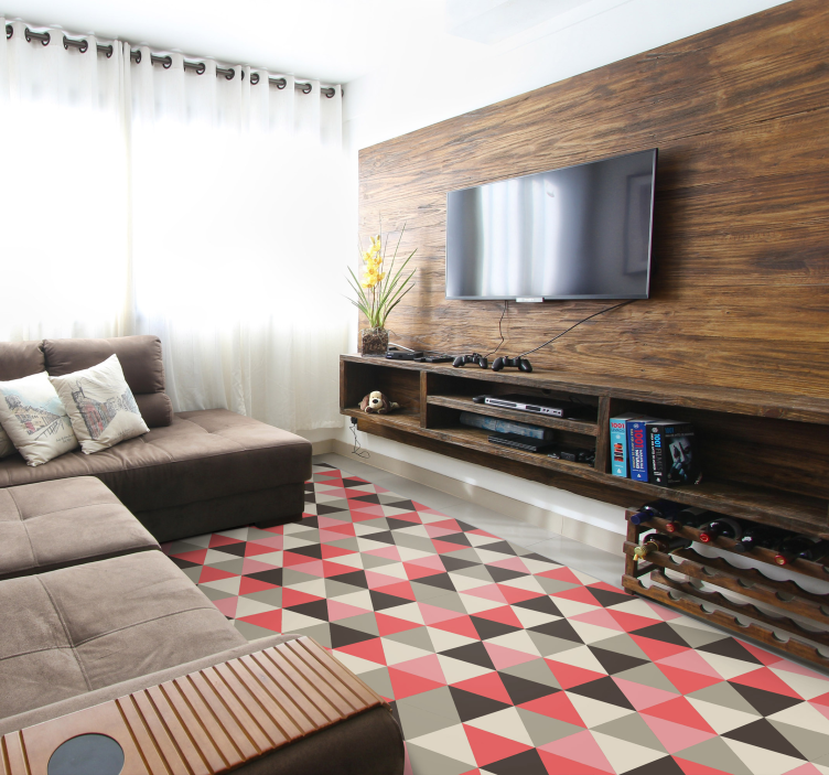 Kubistische driehoekige matrix vinyl tapijt geometrisch - TenStickers