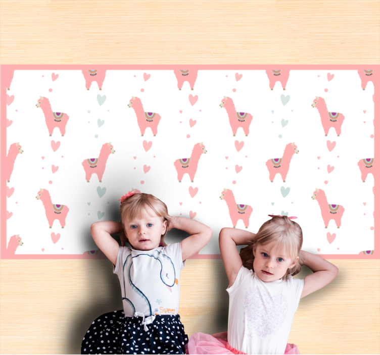 Lama liefdespatroon vinyl tapijt baby - TenStickers