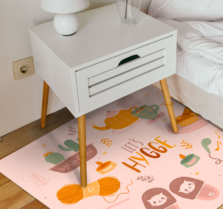 Laten we hygge gezellig ontwerpen vinyl tapijt tiener - TenStickers