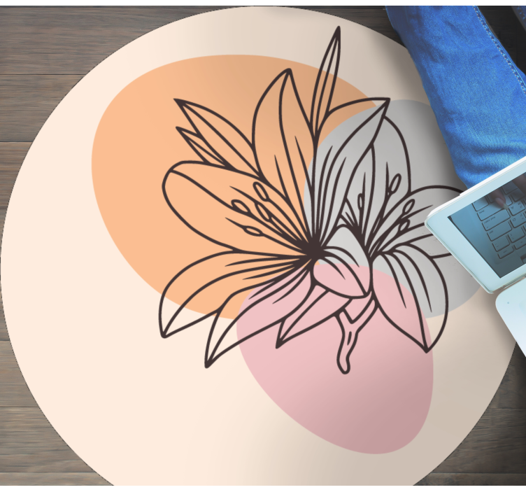 Lelie bloemenaccent vinyl tapijt rond - TenStickers