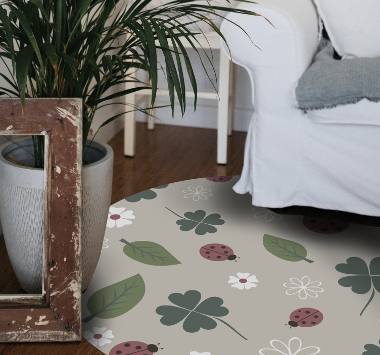 Lente lieveheersbeestjes vinyl tapijt bloemen en planten - TenStickers