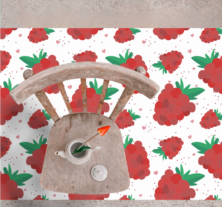 Levendig bessenpatroon vinyl tapijt bloemen en planten - TenStickers