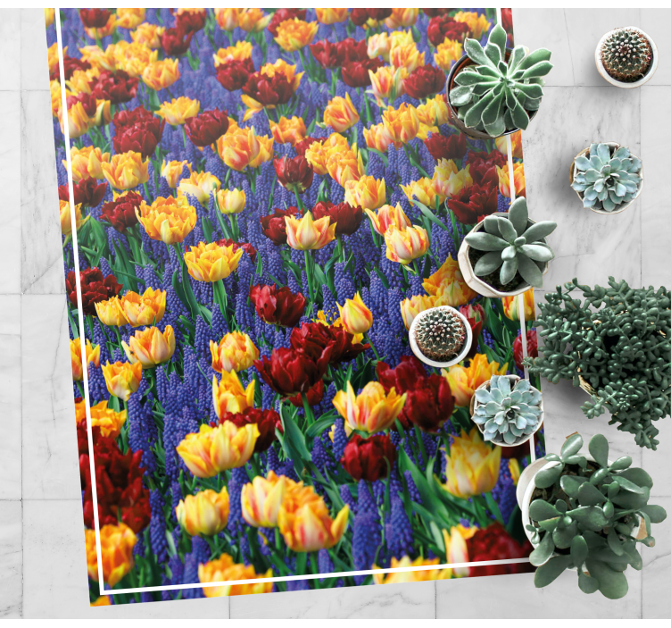 Tulpentuin ontwerp vinyl tapijt bloemen en planten - TenStickers