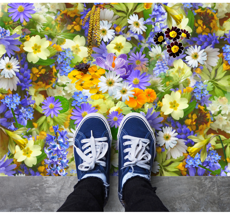 Levendig bloesemconcept vinyl tapijt bloemen en planten - TenStickers