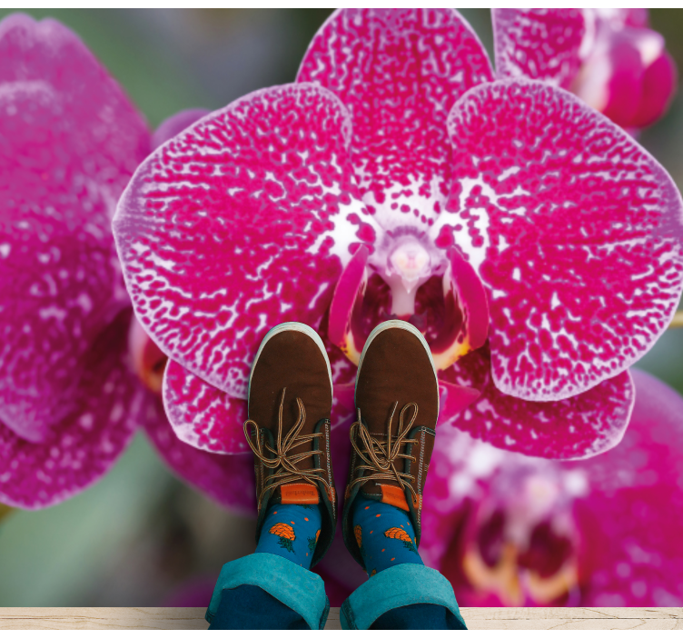 Levendige orchideeënbloesems vinyl tapijt bloemen en planten - TenStickers